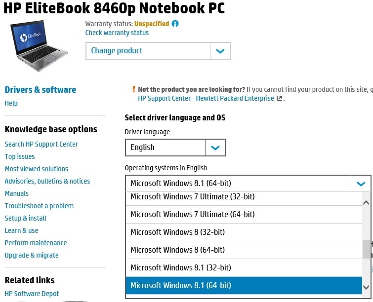 instalando el controlador de windows desde el sitio oficial